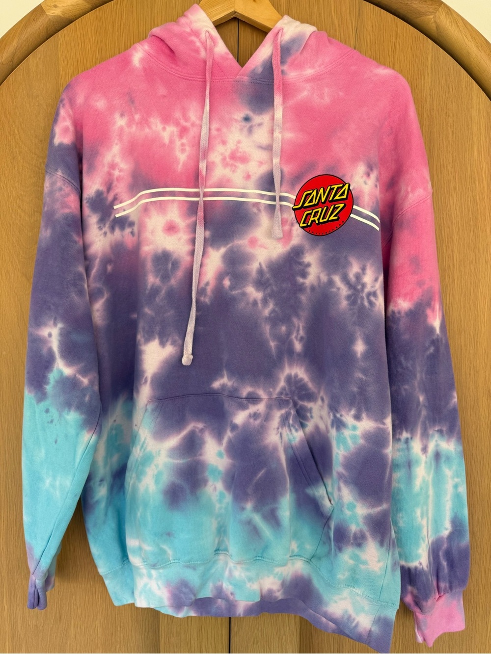 Santa Cruz NWT Tie-Dye Hoodie in Aqua, Pink & Purple Size L